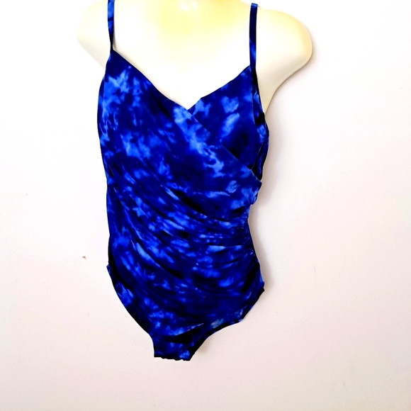 Aqua Green Swim Aqua Green Womens Blue Tie Dye One Piece Swimsuit